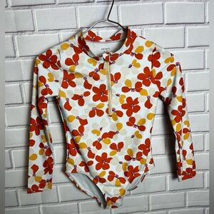 Carter's girls Swim Floral Rash Guard - Red and Yellow/size 8/8A